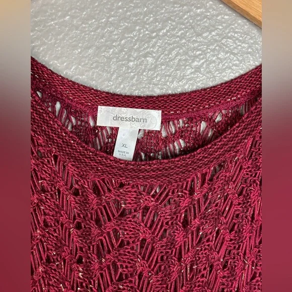 Dress Barn Crochet Sweater Top Drop Shoulder - Picture 3 of 4